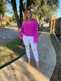 Fringe Sleeve pink sweater 