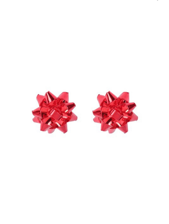 Christmas Bow Earrings-Red